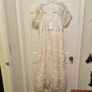 Elegant Cream Floral Dress